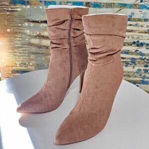 New Women's Camel color Slouch Stiletto Heel Booties